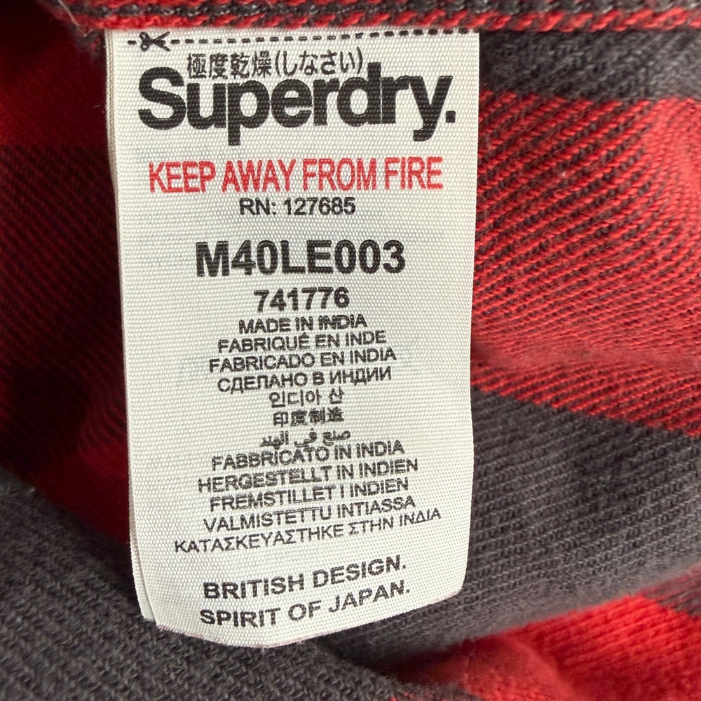 Superdry Flanagan Forest Shirt Mens Large Red Black Buffalo Plaid Flannel View 4